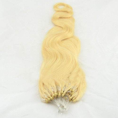 Alluring 18 Inch #613 Bleach Blonde Body Wave Micro Loop Hair Extensions 100 Strands details pic 0