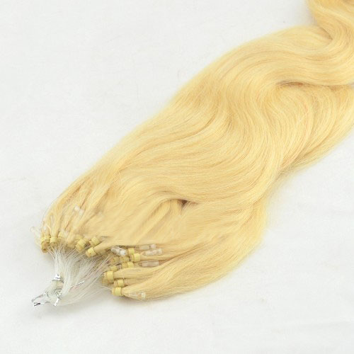 Alluring 18 Inch #613 Bleach Blonde Body Wave Micro Loop Hair Extensions 100 Strands details pic 1