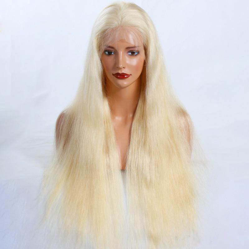Blonde #613 Color Glueless Full Lace Wigs Peruvian Virgin Hair Natural Straight