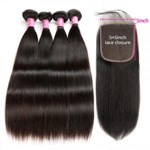 Straight Hair 4 Bundles With Closure 5x5 For Women