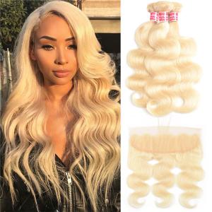 Virgin 613 Blonde Body Wave Bundles With 13x4 Lace Frontal