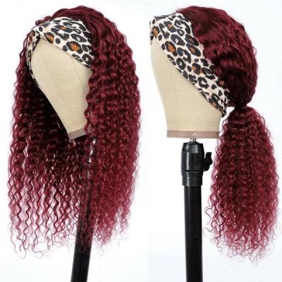 Burgundy 99J Headband Wig Kinky Curly Human Hair Wigs