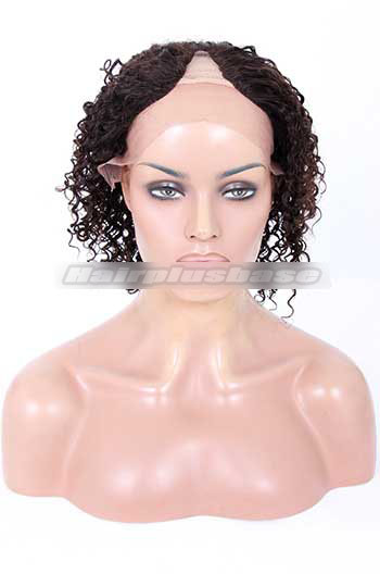 10 Inch Curly Chinese Virgin Hair Middle Part Clearance U-part Wig