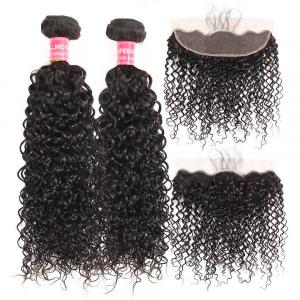 Curly Hair Weave 2 Bundles With 13x4 Lace Frontal Human Hair Weave