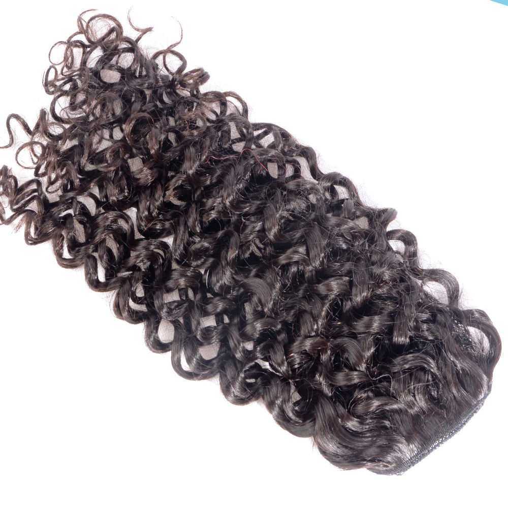 Curly Human Hair Ponytail Extensions Brazilian Virgin Hair Drawstring Pony Tail 4
