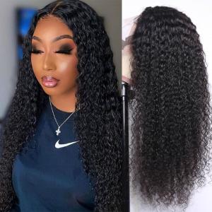 Curly Lace Front Human Hair Wigs 150%-200% Density With Pre-plucked