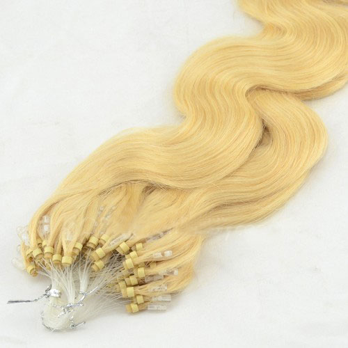 Custom 18 Inch #24 Ash Blonde Body Wave Micro Loop Hair Extensions 100 Strands details pic 0