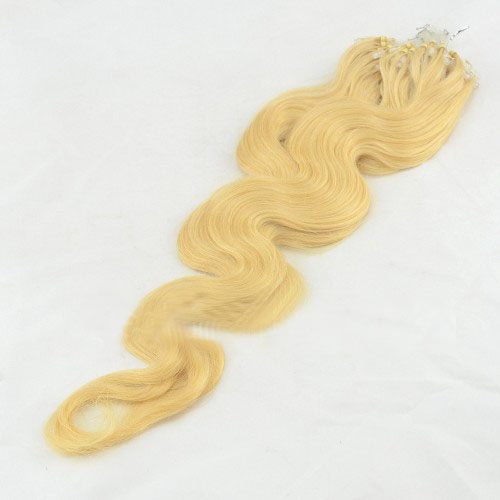 Custom 18 Inch #24 Ash Blonde Body Wave Micro Loop Hair Extensions 100 Strands details pic 1