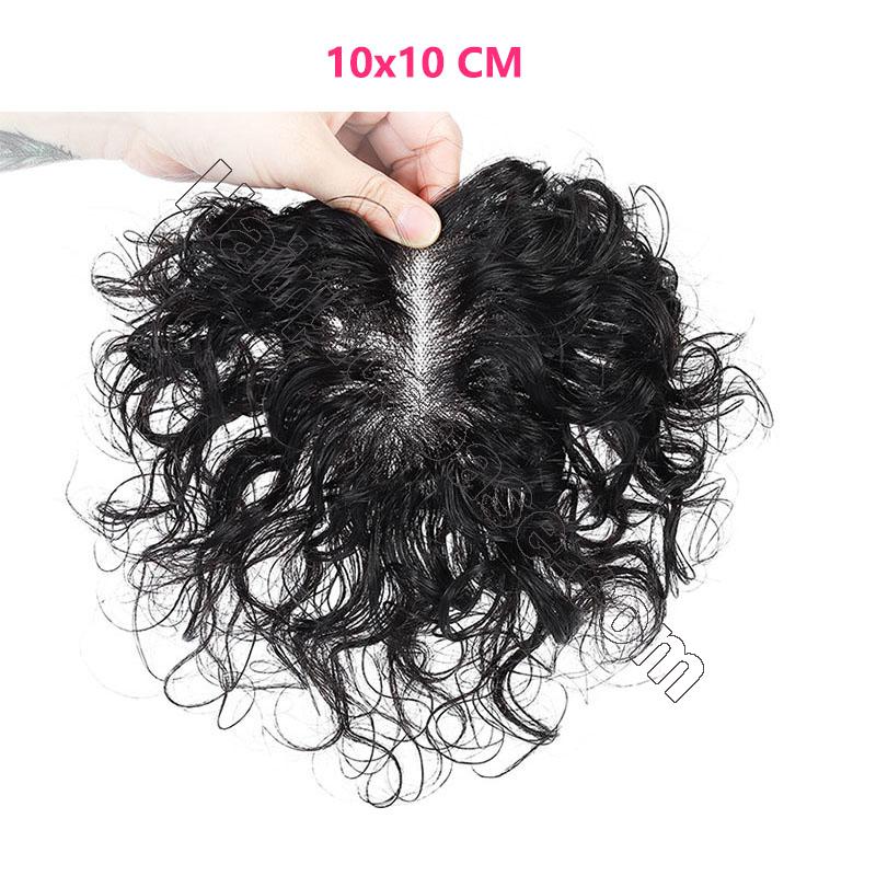 Full Handmade Mono Top Hair Piece Curly Human Hair Toppers for Women