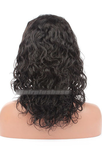 14 Inch Loose Curl Chinese Virgin Hair Glueless Lace Front Wigs 