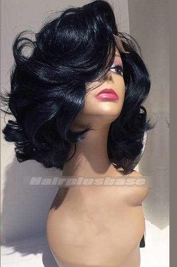 Hollywood Glamour Written Curls #1 Black Human Hair Lace Front Wig