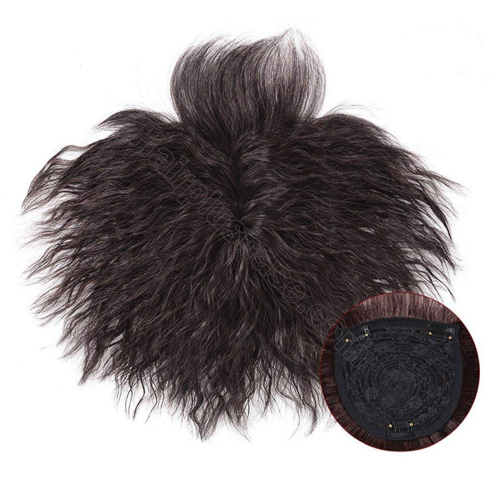 Human Hair Natural Curly Topper Replacement Crown Hairpiece Clip in Top