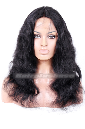 1B# 16inches Indian Remy Hair Middle Part Natural Wave Natural Looking Glueless Lace Part Lace Wigs