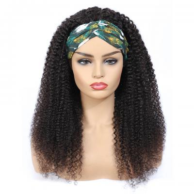 Kinky Curly Headband Wig Human Hair Wigs For Women Natural Color