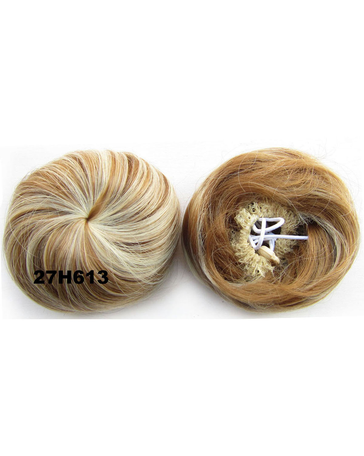 Ladies Clean Straight Short Hair Buns Drawstring Synthetic Hair Extension Bride Scrunchies27H613