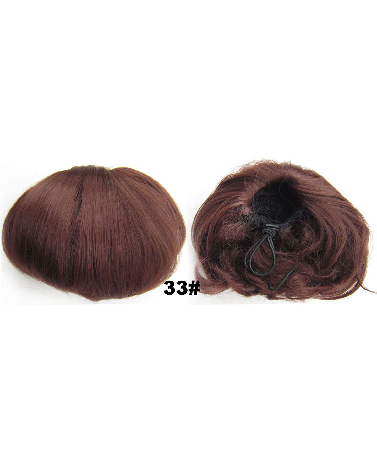 Ladies Glamour Straight Short Hair Buns Drawstring Synthetic Hair Extension Bride Scrunchies  33#