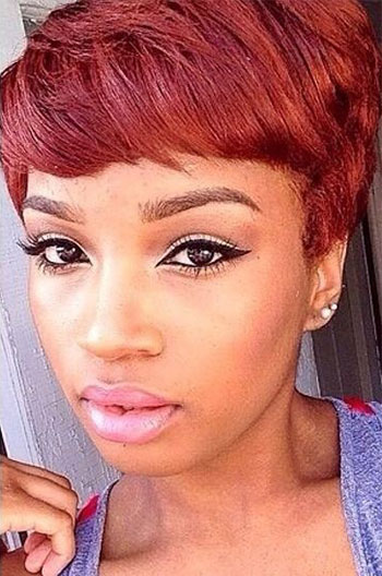 Layered Short Red Hairstyle For Black Women Human Hair Glueless Wigs ...
