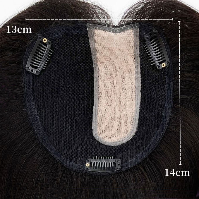 Left Part Real Human Hair Topper Hair Pieces with Clip in 8" Crown Toppers for Women with Bald Spot