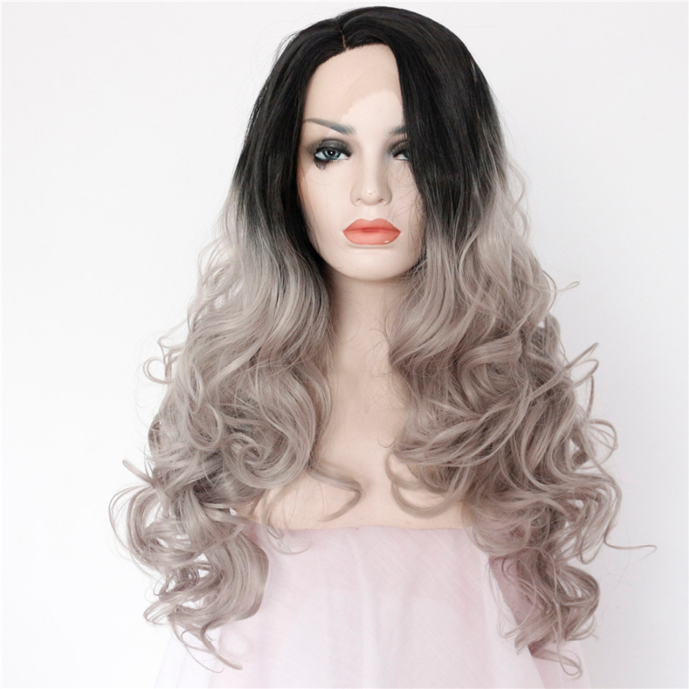 Handmade Long Grey Ombre Braided Lace Front Wig For Black Women