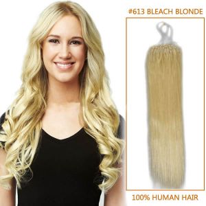 16 Inch #613 Bleach Blonde Micro Loop Human Hair Extensions 100S