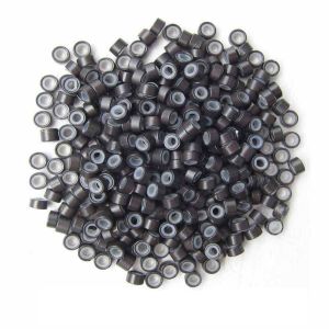 1000pcs Dark Brown Aluminium Silicone Beads for Hair Extensions