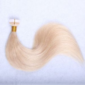 10 - 30 Inch Tape In Remy Human Hair Extensions #613 Bleach Blonde Straight 20 Pcs 0