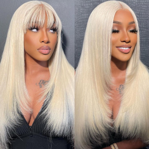 Blonde wig no bangs sale