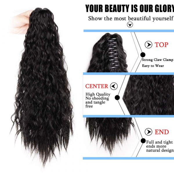 Clip on Ponytails for Women - 12 Inch Curly
