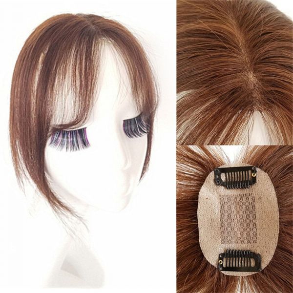 Korean Curtain Bangs Full Hand Made 100% Human Hair Mono  display picture 2
