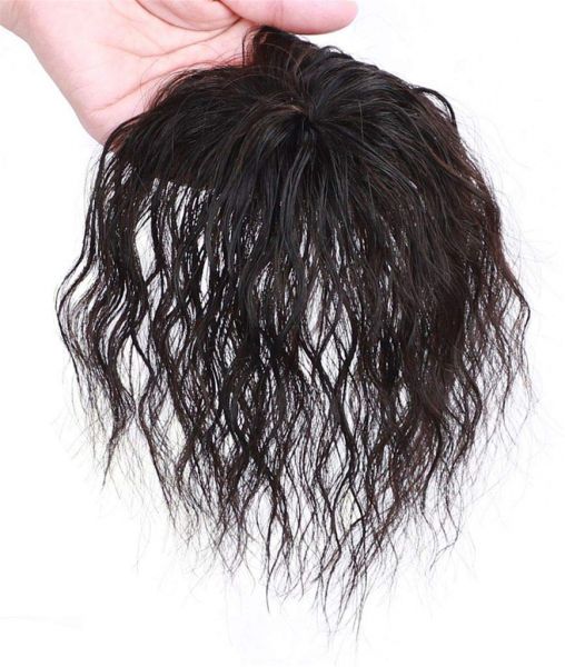 Womens Natural Curly Clips in Human Hair Topper for Bald Spot, Short  Hairpieces for Grey Hair, 6