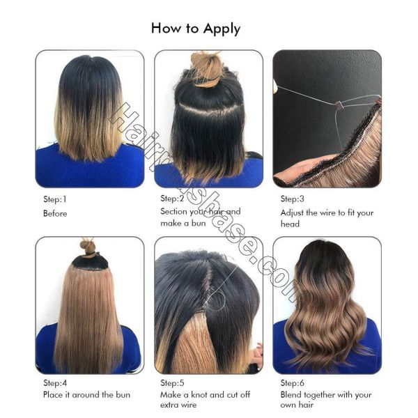 Human Hair Halo Hair Extensions On Short Hair Halo Hair Extensions