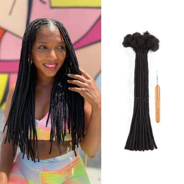 Thickness Permanent Dread Extensions Human Hair Dreadlocks 20 Locs #1B Natural Black Thickness Permanent Dread Extensions Human Hair Dreadlocks 20 Locs #1B Natural Black