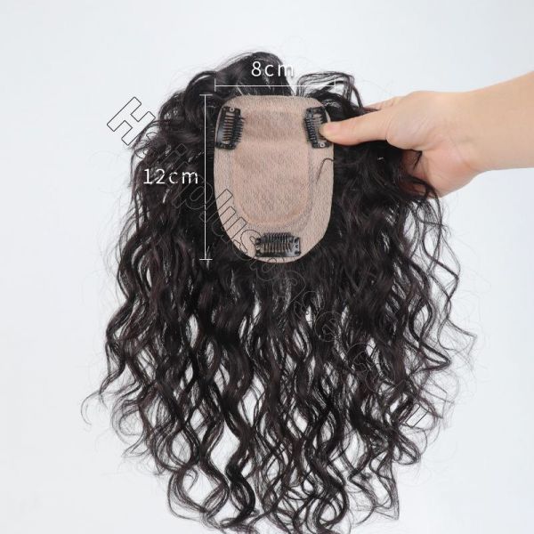 Human Hair Topper with Curtain Bangs 11 Inch T-Part Lace Base Daily Wear Medical Human Hair Topper for Thinning Hair | Silk Base  main image 3