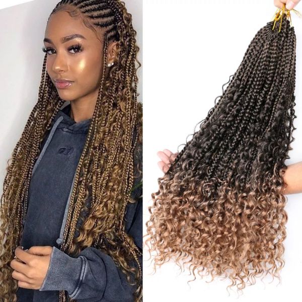 20 Inch Goddess Box Braids Curly End Bohemian Box Braiding Hair