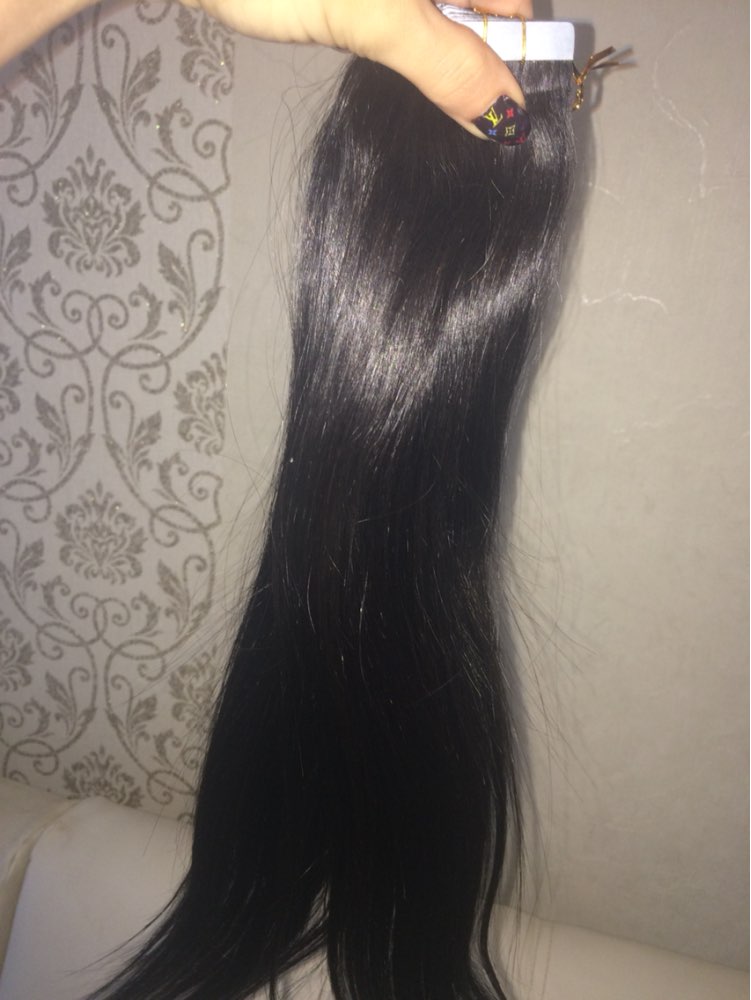 10 - 30 Inch Tape In Human Hair Extensions #1B Natural Black Straight 20 Pcs