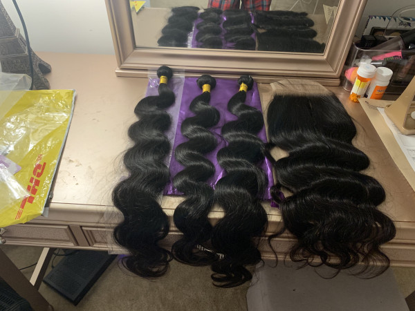 Body Wave Virgin Human Hair 3 Bundles With 6x6 Inch Lace Closure