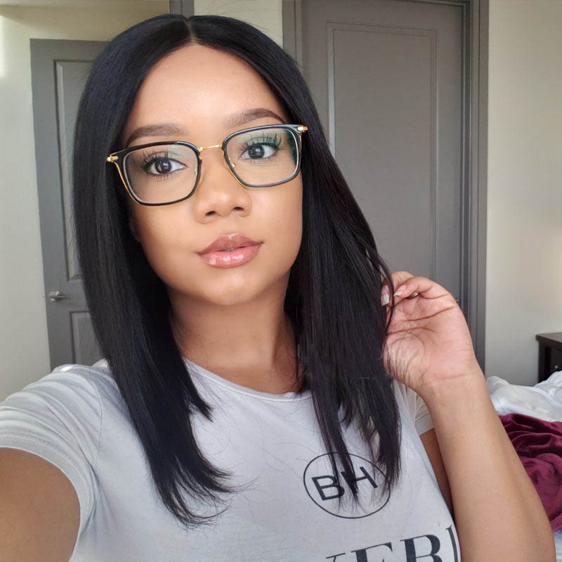 150% Density Pre Plucked 360 Lace Wigs Blunt Bob Cut Wig, 100% Remy Human Hair