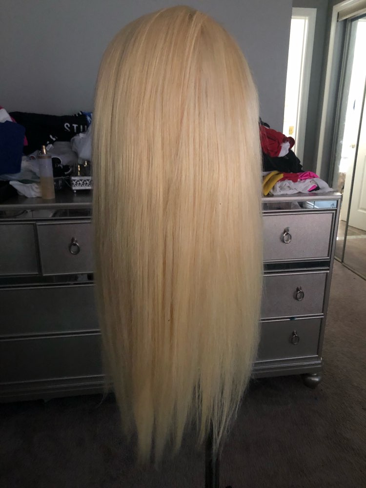 613 Blonde Hair Lace Front Wigs Human Straight Platinum Hair Pre-plucked