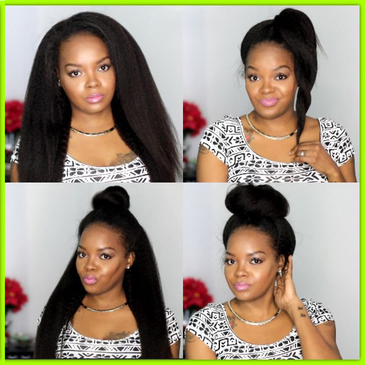 Kinky Straight Virgin Human Hair Glueless Lace Front Wigs