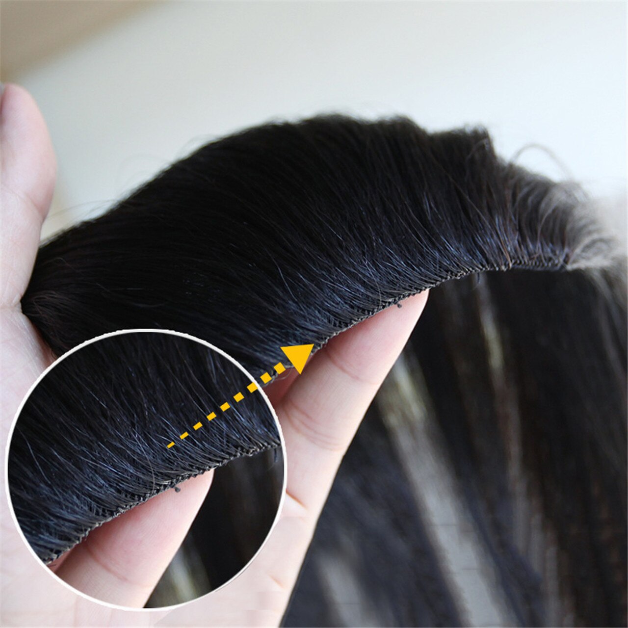 Men Slicked Back Hairpiece Invisible Human Hair Mat For Increasing Hair