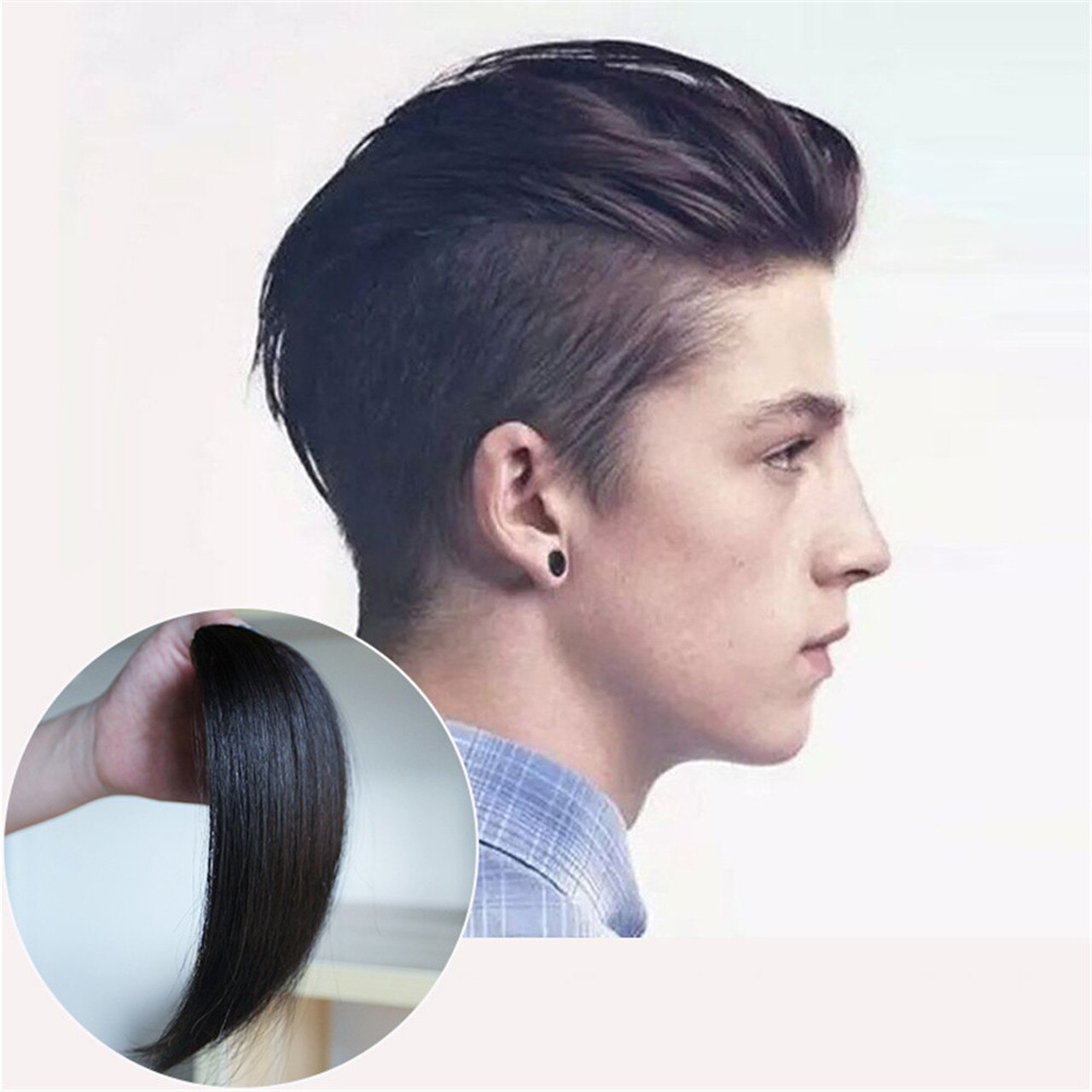 Men Slicked Back Hairpiece Invisible Human Hair Mat For Increasing Hair