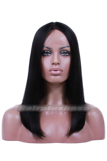Indian Remy Hair Middle Part Bob Yaki Straight Glueless Lace Part Lace Wigs