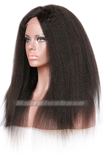 Indian Remy Hair Middle Part Kinky Straight Natural Looking Glueless Silk Part Lace Wigs 