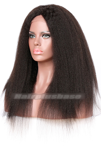 Indian Remy Hair Middle Part Kinky Straight Natural Looking Glueless Silk Part Lace Wigs 
