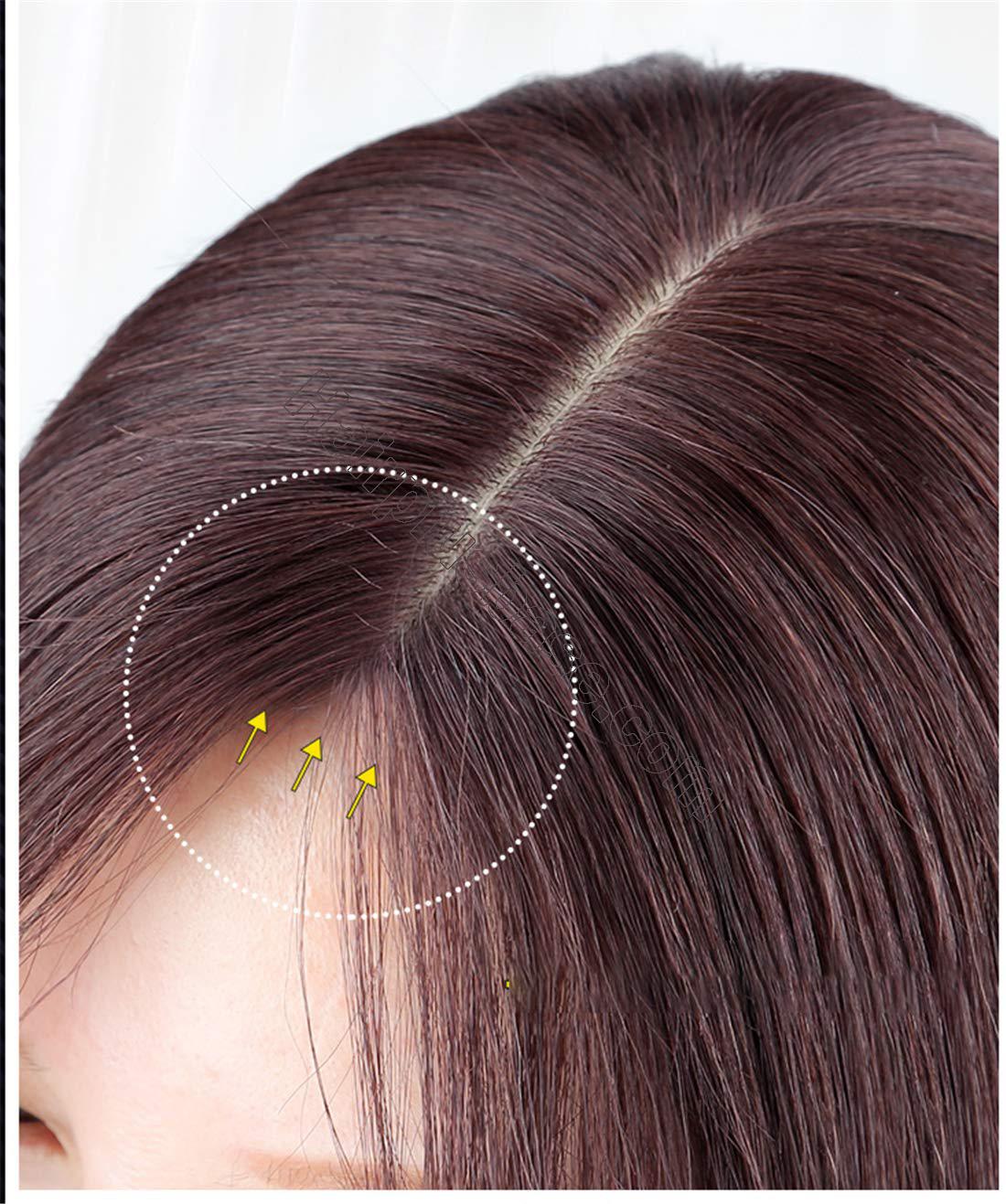Natural Silk Base Parting Human Hair Toppers for Women with Grey and Thinning Hair, 5" x 5.5