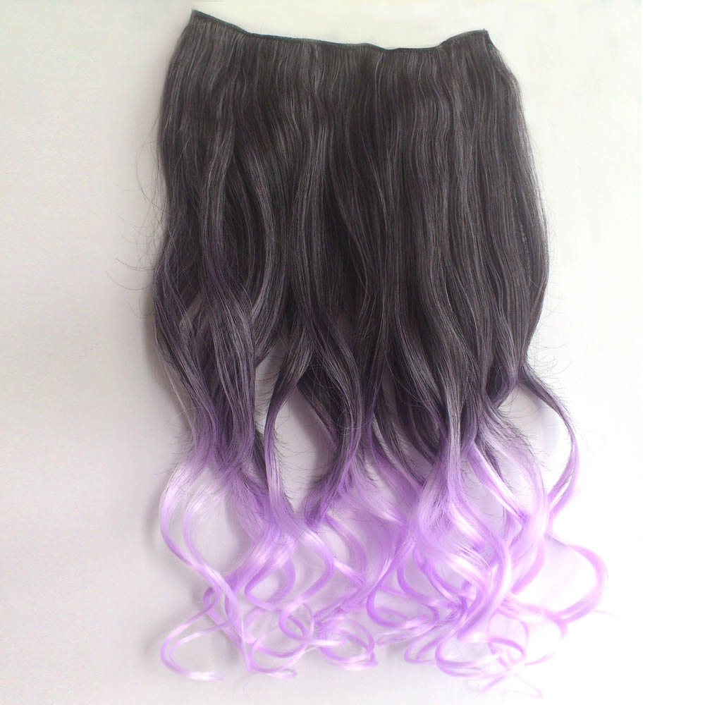Colorful Clip In Hair Wavy 17 Black Purple 1 Piece