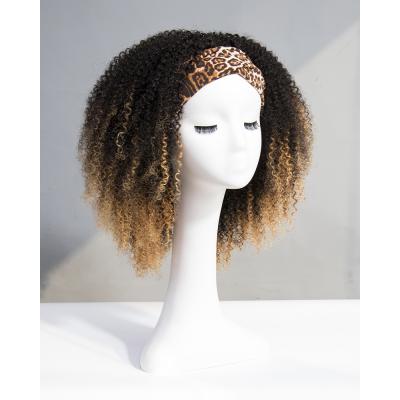 Ombre Kinky Curly Headband Wigs 180% Density #1b/27