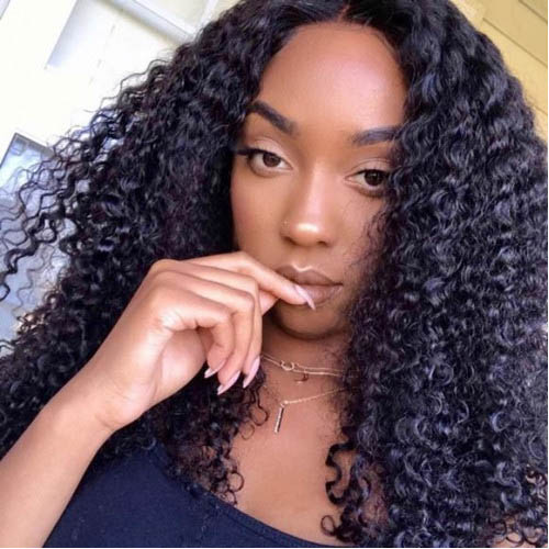 Pre Plucked Hairline 360 Lace Wigs Kinky Curl, 4.5 Inches Deep Part, 150% Density, Remy Human Hair