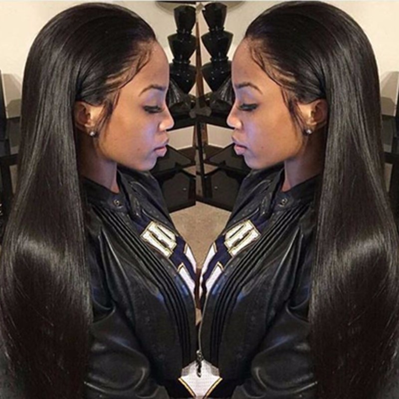 Pre Plucked Hairline Glueless Full Lace Wigs Remy Human Hair Light Natural Straight, Pre Bleached