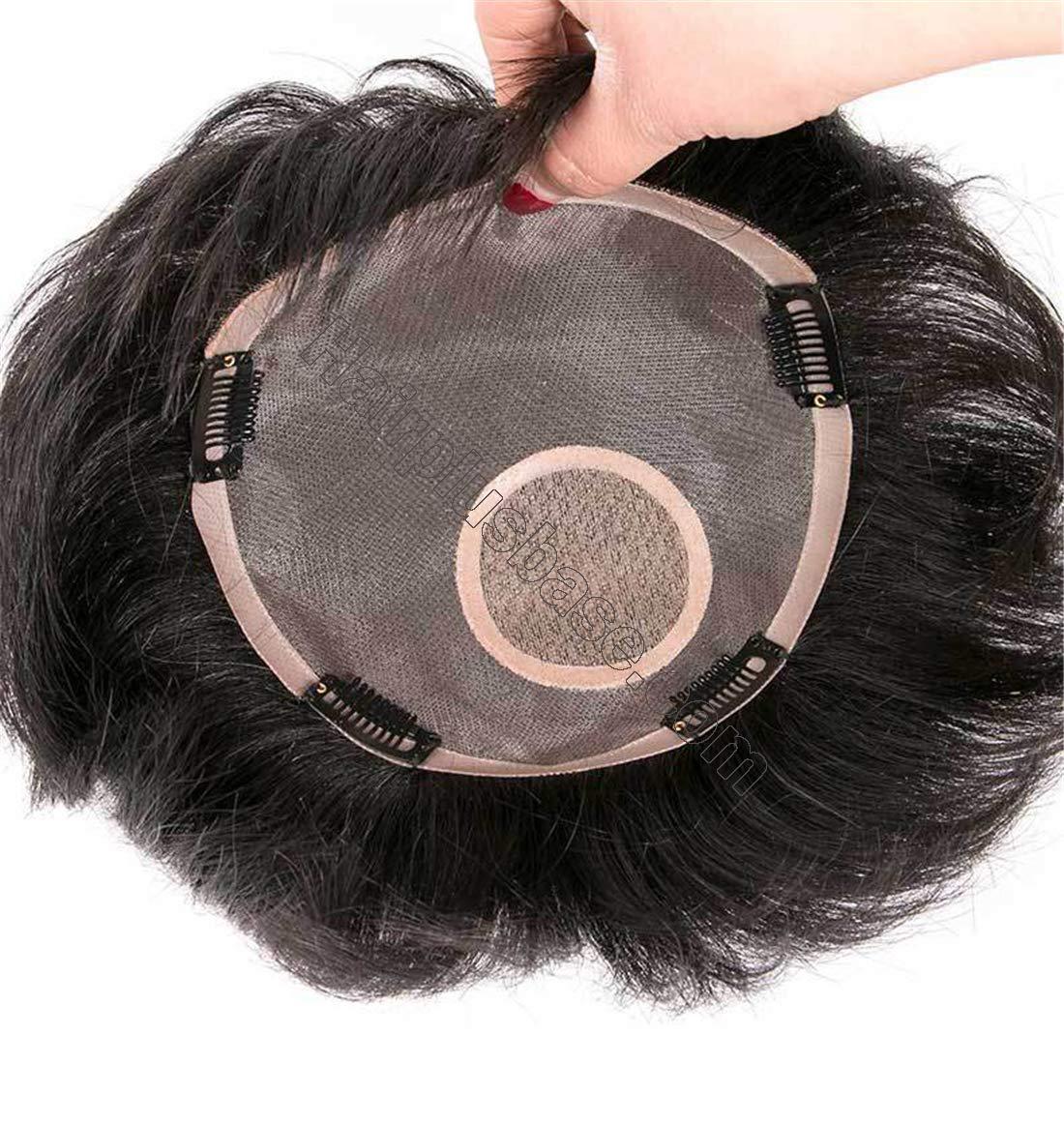Realistic Hand Tied Human Hair Toppers for Female Baldness, Clip in ...